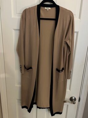 Essentials Milano Beige Cardigan with Black Trim